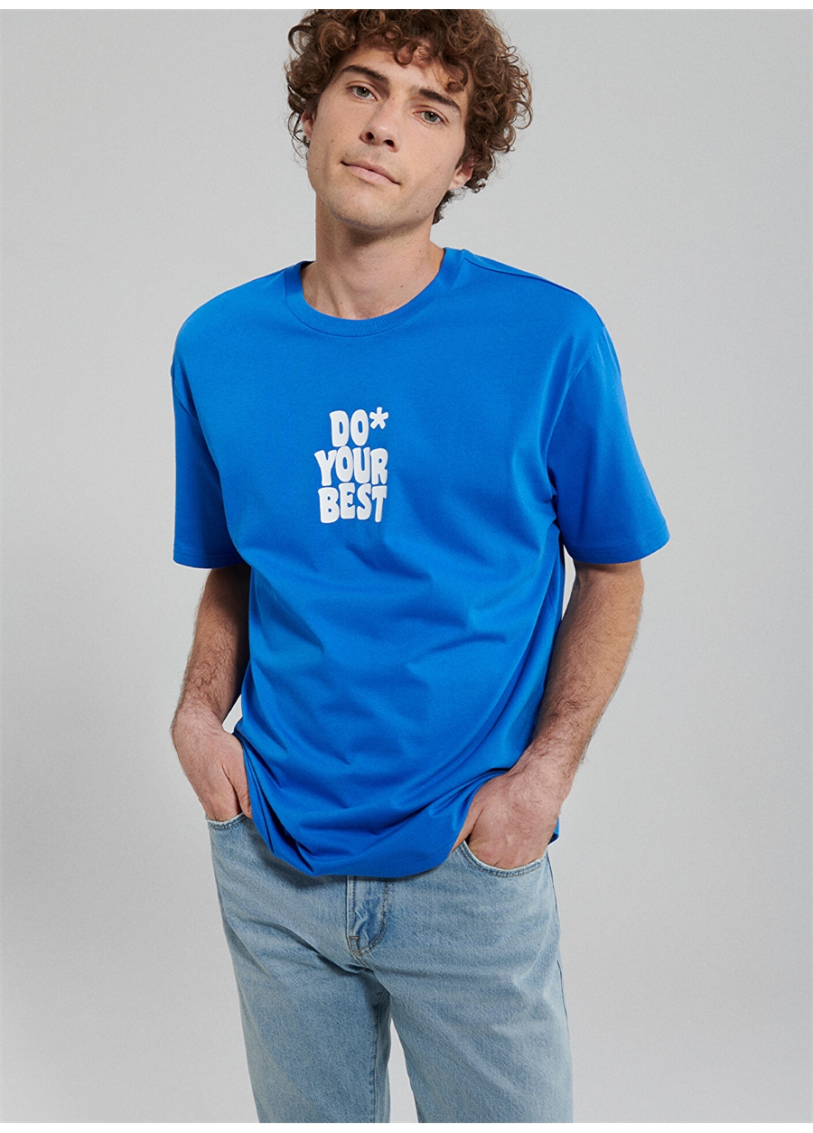 Mavi Düz Yaka Düz Mavi Erkek T-Shirt M0611933-81347_DO YOUR BEST TİŞÖRT_1