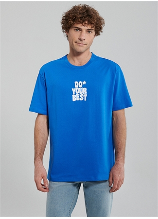 Mavi Düz Yaka Düz Mavi Erkek T-Shirt M0611933-81347_DO YOUR BEST TİŞÖRT_2