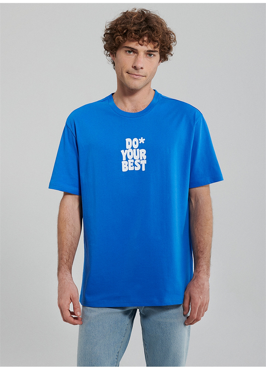 Mavi Düz Yaka Düz Mavi Erkek T-Shirt M0611933-81347_DO YOUR BEST TİŞÖRT_2