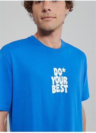 Mavi Düz Yaka Düz Mavi Erkek T-Shirt M0611933-81347_DO YOUR BEST TİŞÖRT_4