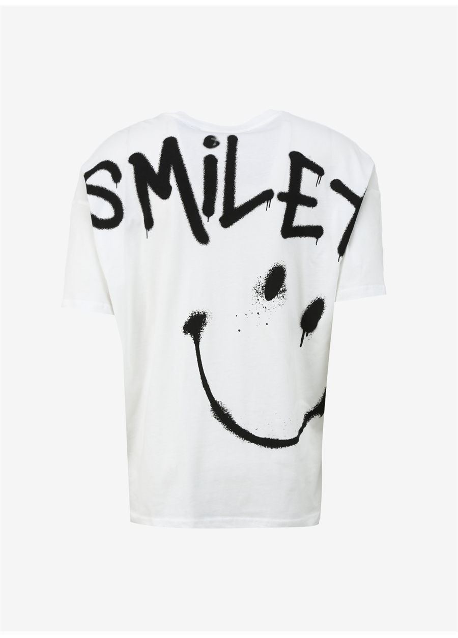 Mavi Düz Yaka Düz Kırık Beyaz Erkek T-Shirt M0611987-70057_SMILEY TİŞÖRT_6