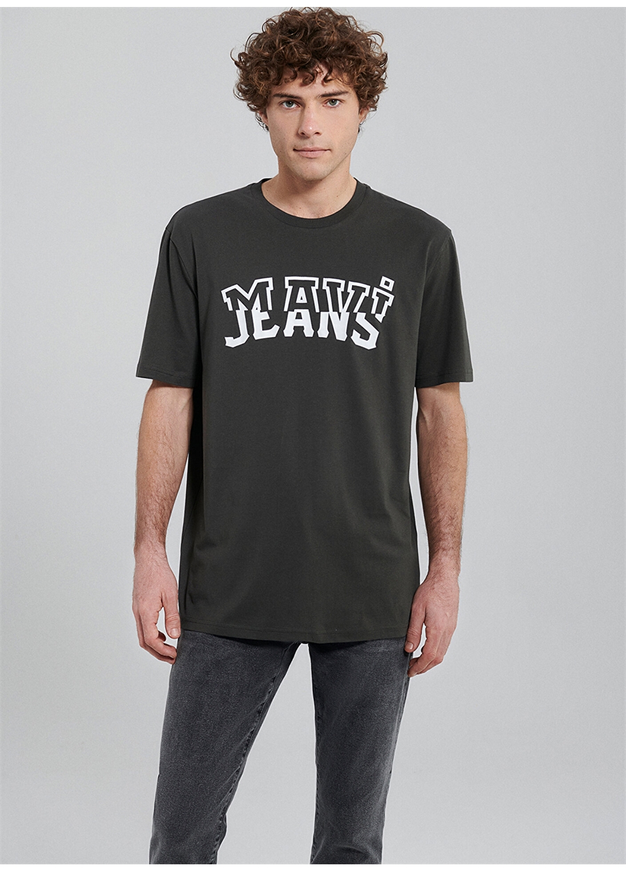 Mavi Düz Yaka Düz Koyu Gri Erkek T-Shirt M0612008-70090_MAVİ JEANS TİŞÖRT_2