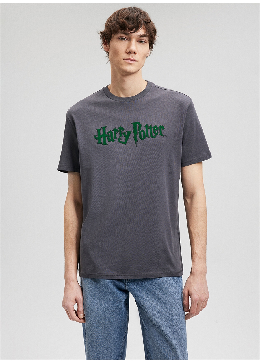 Mavi Düz Yaka Düz Antrasit Erkek T-Shirt M0611978-80106_HARRY POTTER TİŞÖRT_2