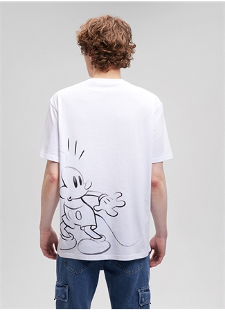 Mavi Düz Yaka Düz Beyaz Erkek T-Shirt M0611970-620_MICKEY TİŞÖRT_3