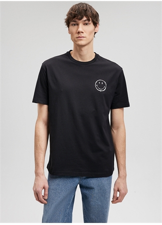 Mavi Düz Yaka Düz Siyah Erkek T-Shirt M0611973-900_SMILEY TİŞÖRT_1