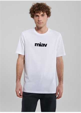 Mavi Düz Yaka Baskılı Beyaz Erkek T-Shirt M067153-602_MİAV BASKILI TİŞÖRT_3