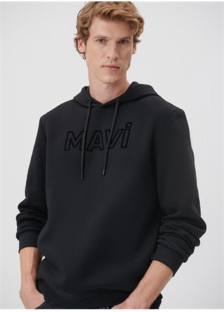 Mavi Kapüşon Yaka Siyah Erkek Sweatshırt M0610941-900_MAVİ BASKI SWEATSHIRT_0