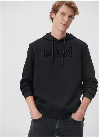 Mavi Kapüşon Yaka Siyah Erkek Sweatshırt M0610941-900_MAVİ BASKI SWEATSHIRT_1