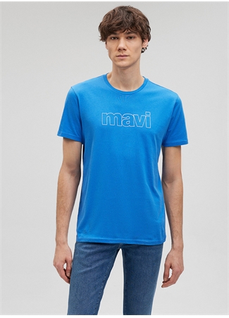 Mavi Düz Yaka Düz Mavi Erkek T-Shirt M065781-81347_MAVİ LOGO TİŞÖRT_2