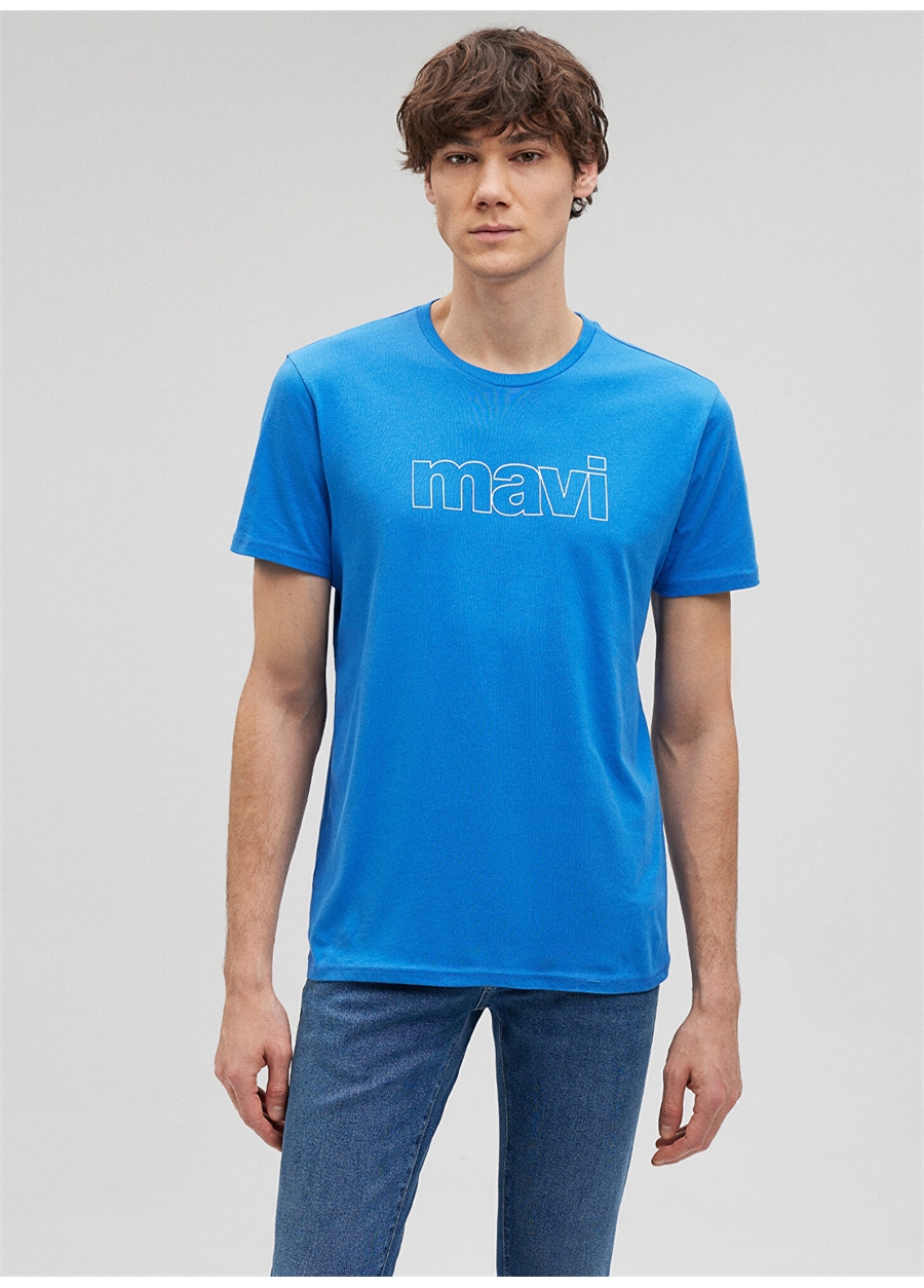 Mavi Düz Yaka Düz Mavi Erkek T-Shirt M065781-81347_MAVİ LOGO TİŞÖRT_2