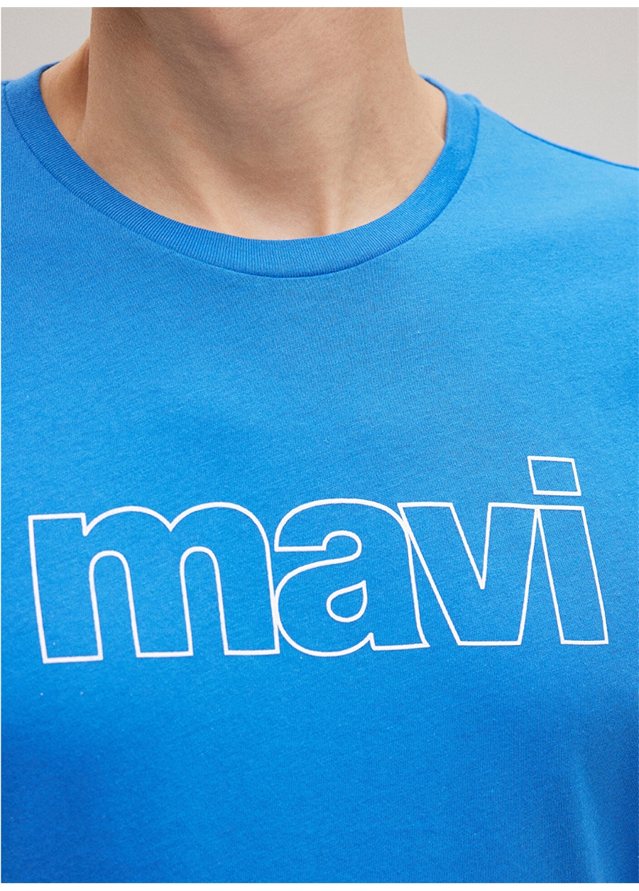 Mavi Düz Yaka Düz Mavi Erkek T-Shirt M065781-81347_MAVİ LOGO TİŞÖRT_4