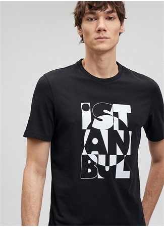 Mavi Bisiklet Yaka Düz Siyah Erkek T-Shirt M0612273-900_İSTANBUL TİŞÖRT_1