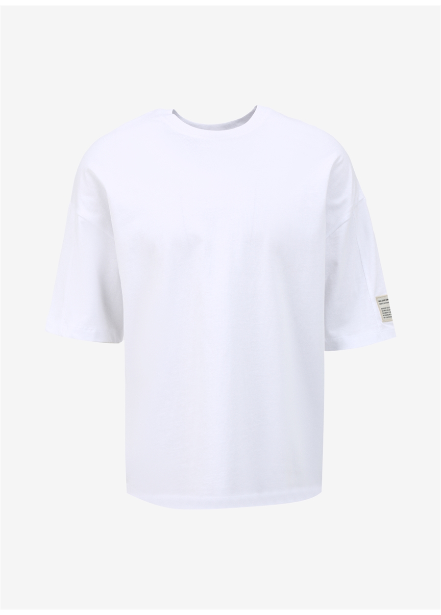Mavi Düz Yaka Düz Beyaz Erkek T-Shirt M0612025-620_KISA KOL TİŞÖRT