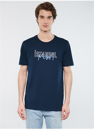 Mavi Düz Yaka Baskılı Lacivert Erkek T-Shirt M067114-34319_İSTANBUL BASKI TİŞÖRT_1