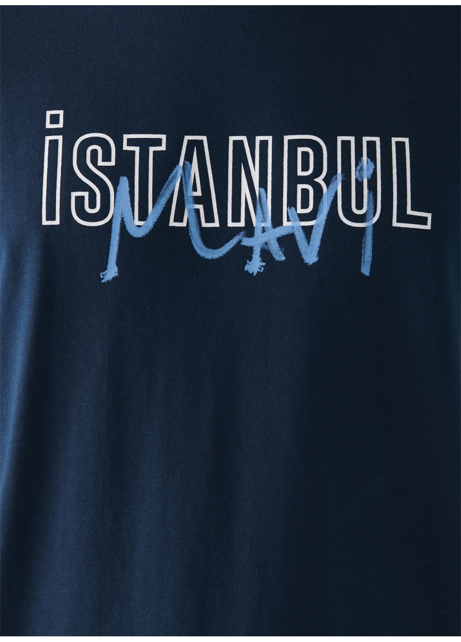 Mavi Düz Yaka Baskılı Lacivert Erkek T-Shirt M067114-34319_İSTANBUL BASKI TİŞÖRT_5