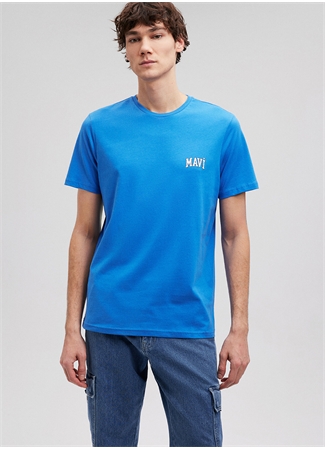 Mavi Düz Yaka Düz Mavi Erkek T-Shirt M0611714-81347_MAVİ LOGO TİŞÖRT_2