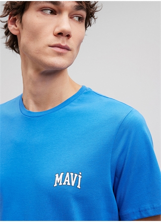 Mavi Düz Yaka Düz Mavi Erkek T-Shirt M0611714-81347_MAVİ LOGO TİŞÖRT_4