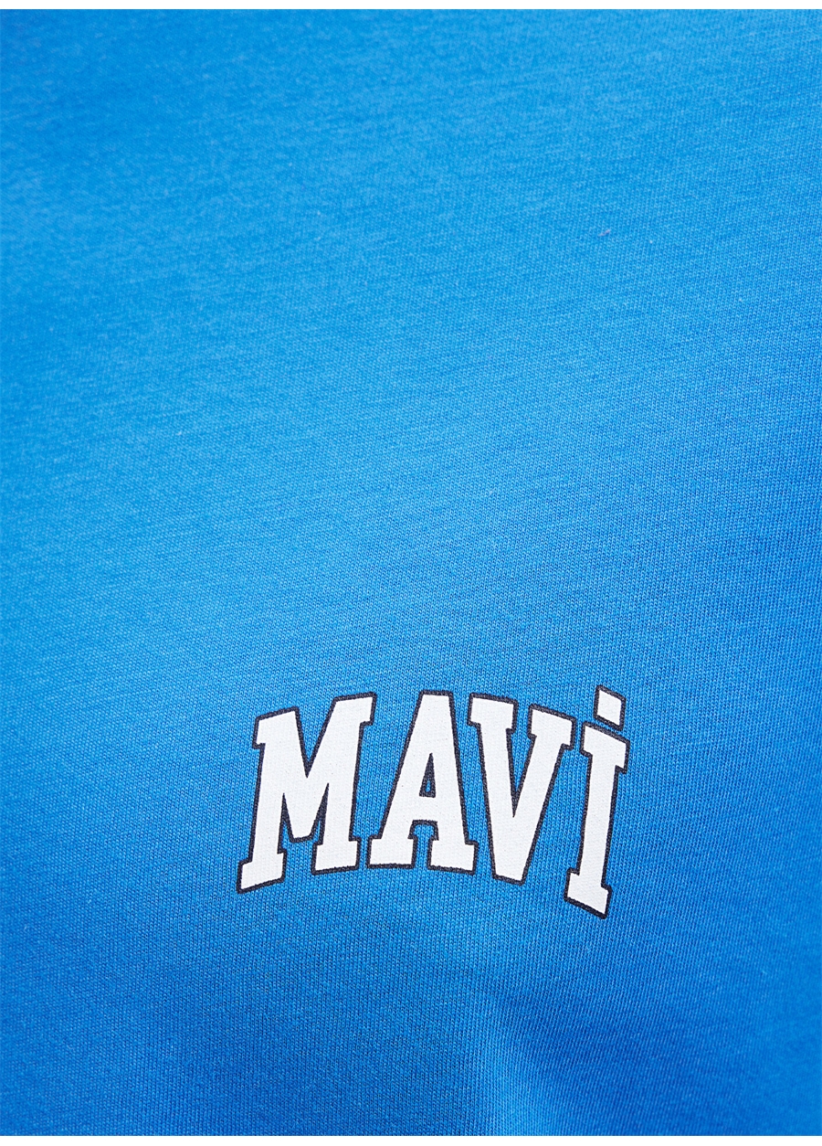 Mavi Düz Yaka Düz Mavi Erkek T-Shirt M0611714-81347_MAVİ LOGO TİŞÖRT_5