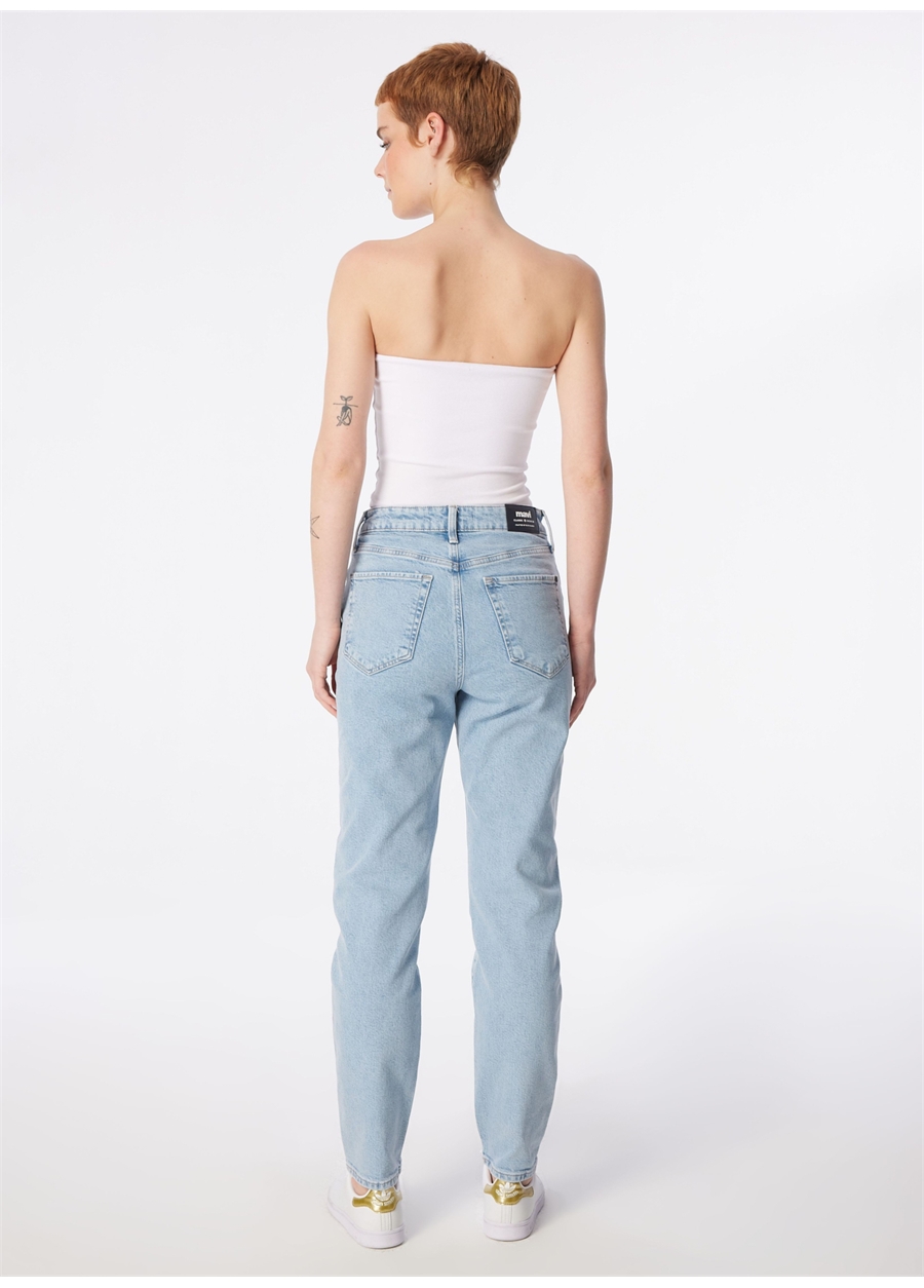 Mavi STAR Yüksek Bel Dar Paça Mom Fit Mavi Kadın Denim Pantolon M101077-87109_3