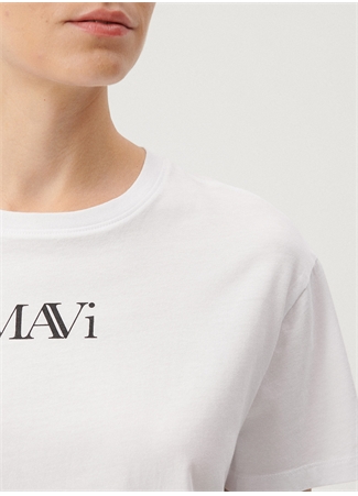 Mavi Bisiklet Yaka Beyaz Kadın T-Shirt M1611594-620-MAVI LOGO TSHIRT_3