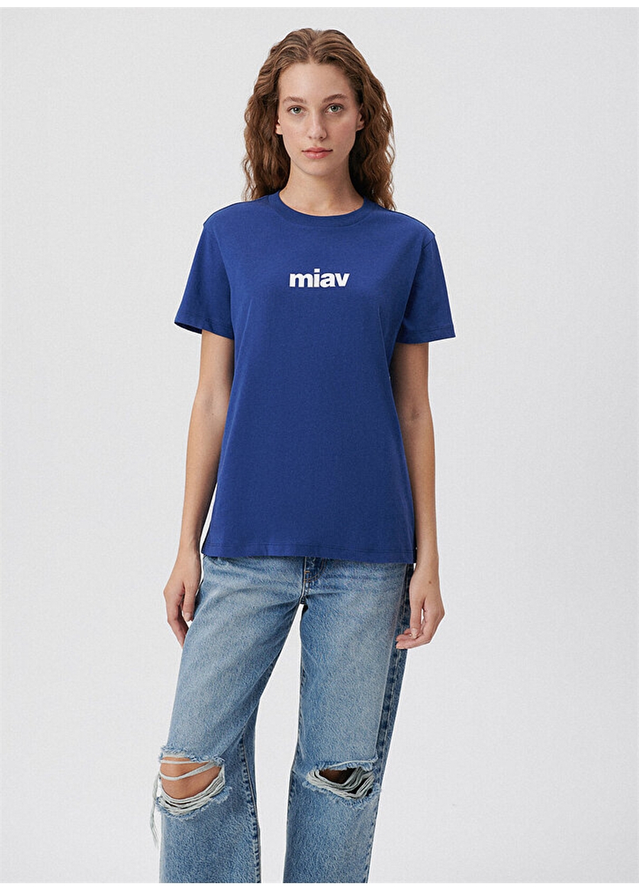 Mavi Bisiklet Yaka Mavi Kadın T-Shirt M1610622-70722-MİAV BASKILI TİŞÖRT_1