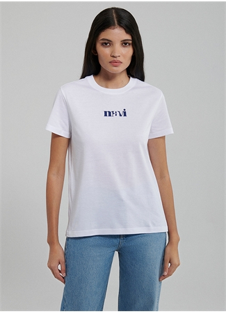 Mavi Bisiklet Yaka Beyaz Kadın T-Shirt M1612241-620-LOGO TIŞORT_1