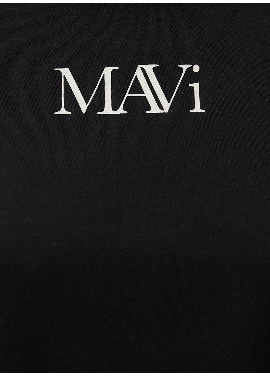 Mavi Bisiklet Yaka Siyah Kadın T-Shirt M1611594-900-MAVI LOGO TSHIRT_5