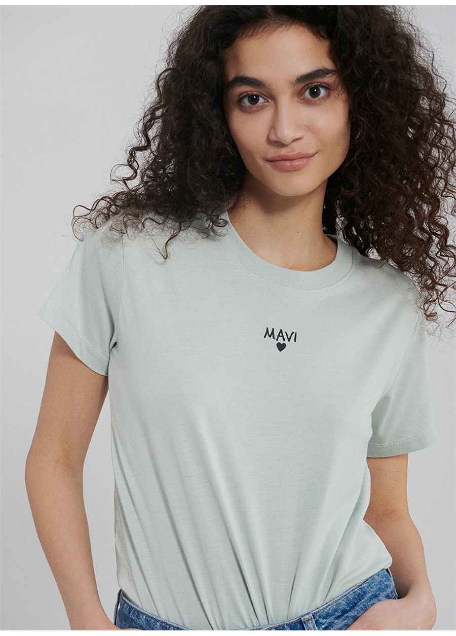 Mavi Bisiklet Yaka Gri Kadın T-Shirt M1612244-70148-LOGO TIŞORT_1