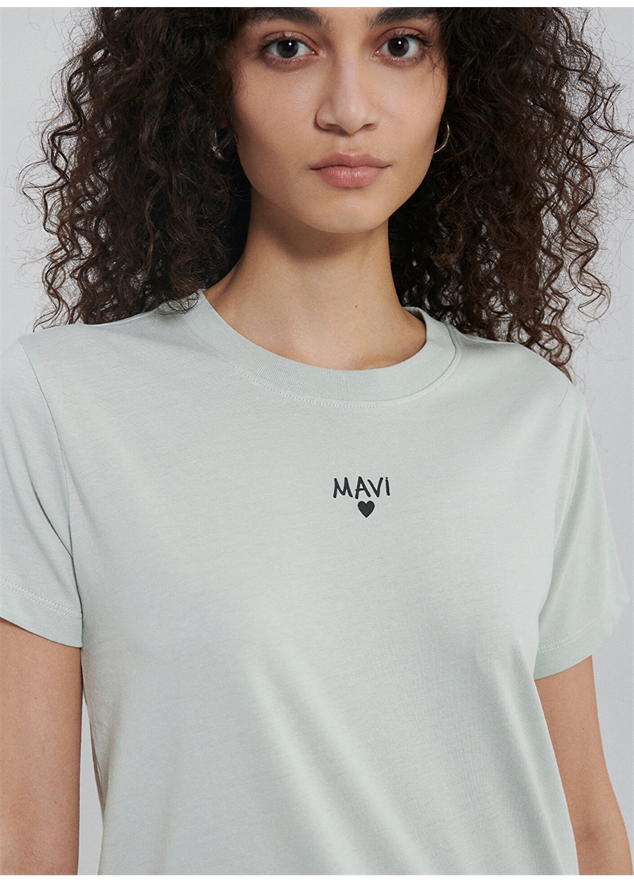 Mavi Bisiklet Yaka Gri Kadın T-Shirt M1612244-70148-LOGO TIŞORT_4