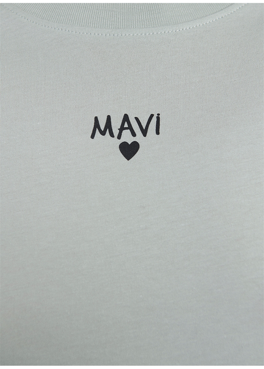 Mavi Bisiklet Yaka Gri Kadın T-Shirt M1612244-70148-LOGO TIŞORT_5