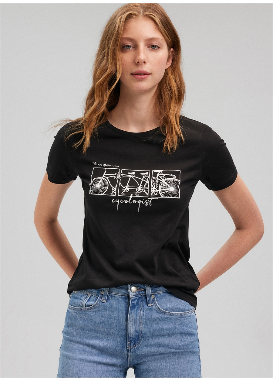 Mavi Bisiklet Yaka Siyah Kadın T-Shirt M1612217-900-GRAFIK TIŞORT_1