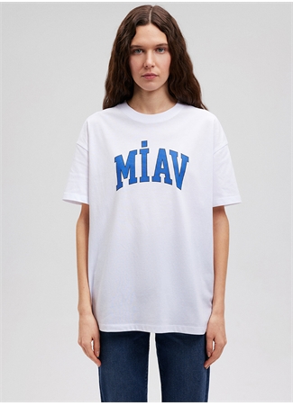 Mavi Bisiklet Yaka Beyaz Kadın T-Shirt M1612457-620-MIAV BASKILI TİŞÖRT_2