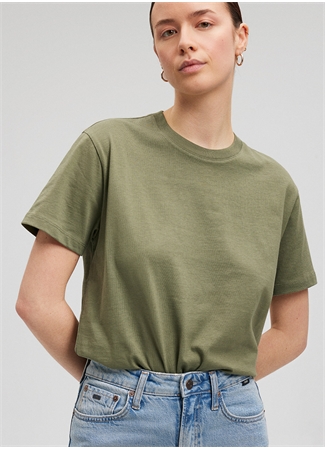 Mavi Bisiklet Yaka Yeşil Kadın T-Shirt M1600965-71559-BASIC SHORT SLEEVE T_1