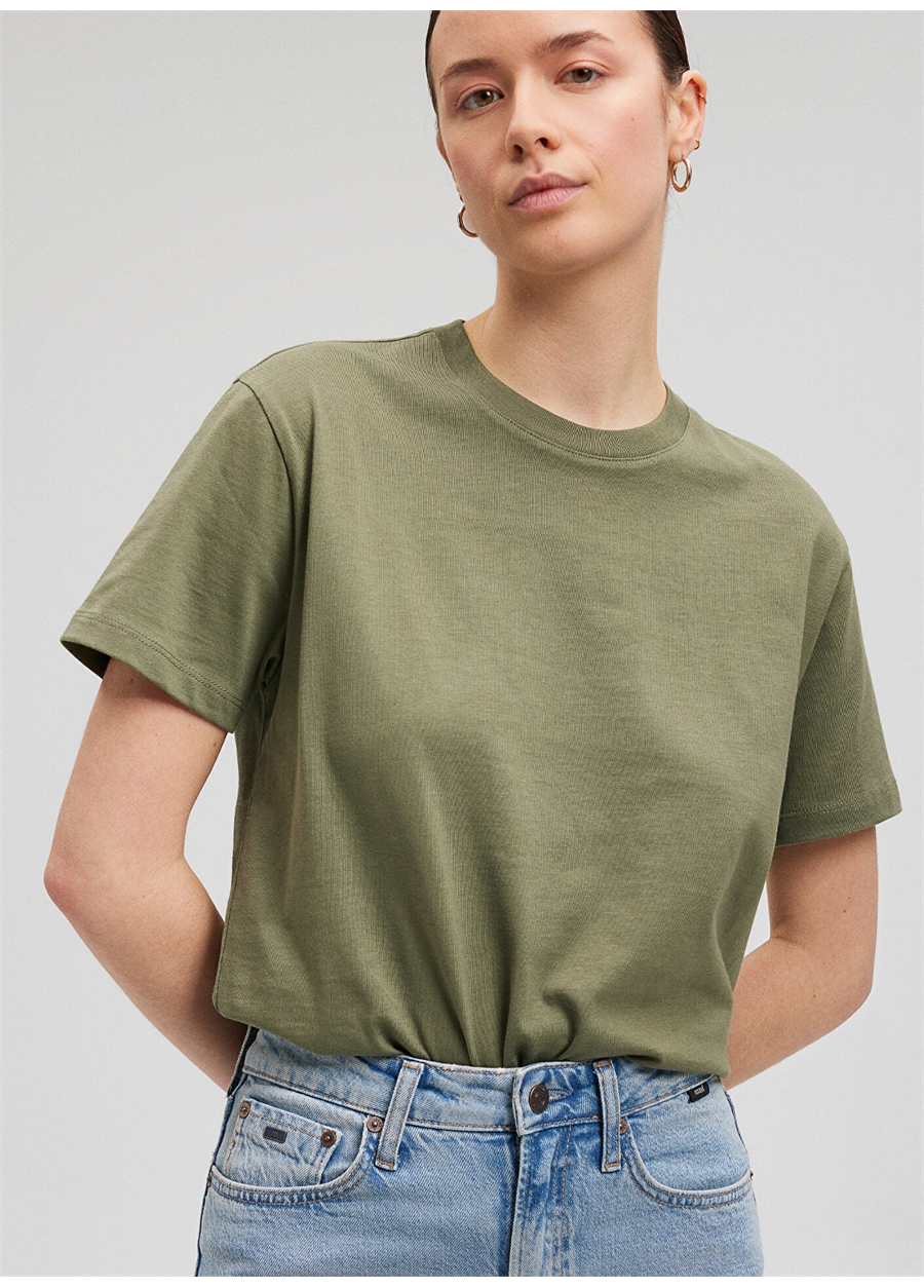 Mavi Bisiklet Yaka Yeşil Kadın T-Shirt M1600965-71559-BASIC SHORT SLEEVE T_1