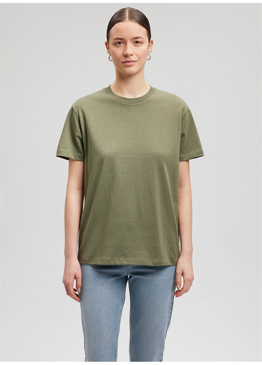 Mavi Bisiklet Yaka Yeşil Kadın T-Shirt M1600965-71559-BASIC SHORT SLEEVE T_2