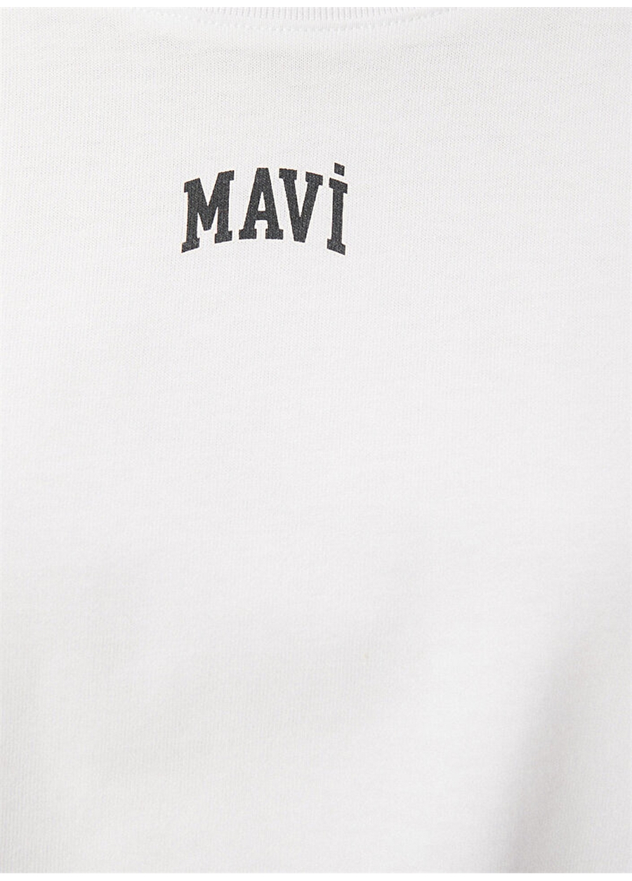 Mavi Bisiklet Yaka Beyaz Kadın T-Shirt M1611585-620-YUVARLAK YAKA KISA KOL_5