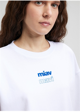 Mavi Bisiklet Yaka Beyaz Kadın T-Shirt M1612454-620-MIAV BASKILI CROP TİŞÖ_4