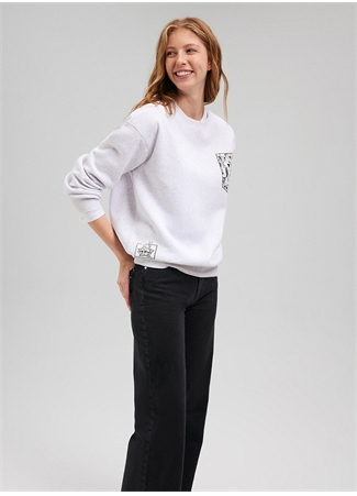 Mavi Bisiklet Yaka Gri Kadın Sweatshırt M1S10105-85438-BİSİKLET YAKA SWEATS_1