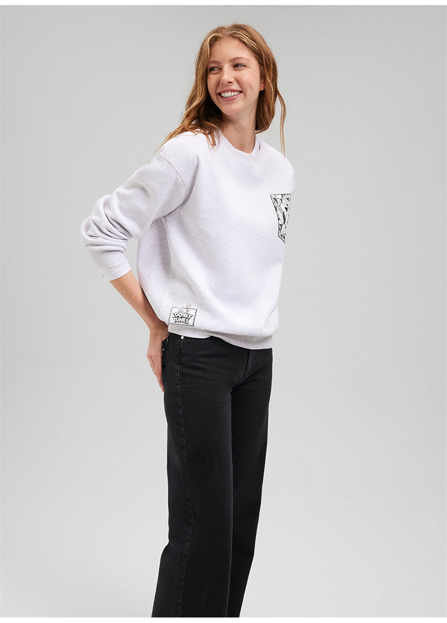 Mavi Bisiklet Yaka Gri Kadın Sweatshırt M1S10105-85438-BİSİKLET YAKA SWEATS_1