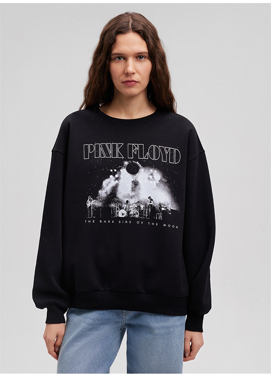 Mavi Bisiklet Yaka Siyah Kadın Sweatshırt M1S10113-900-PINK FLOYD BASKILI SWE_2