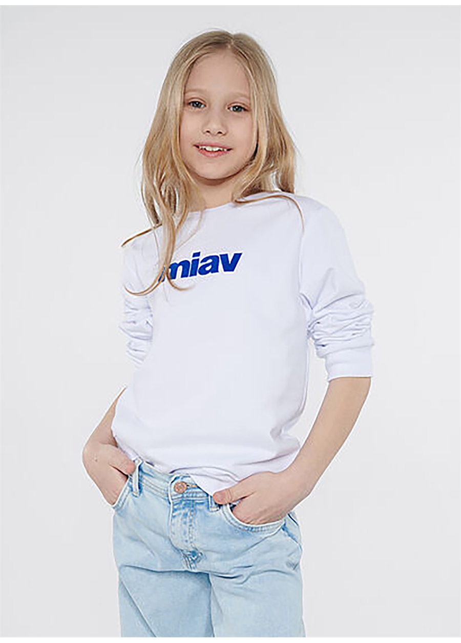 Mavi Baskılı Erkek Beyaz Sweatshırt MIAV BASKILI SWEATSHIRTS White_1