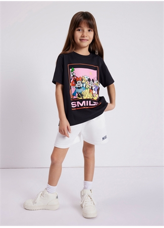 Mavi Baskılı Siyah Kız Çocuk T-Shirt MICKEY MOUSE BASKILI TİŞÖRT Black