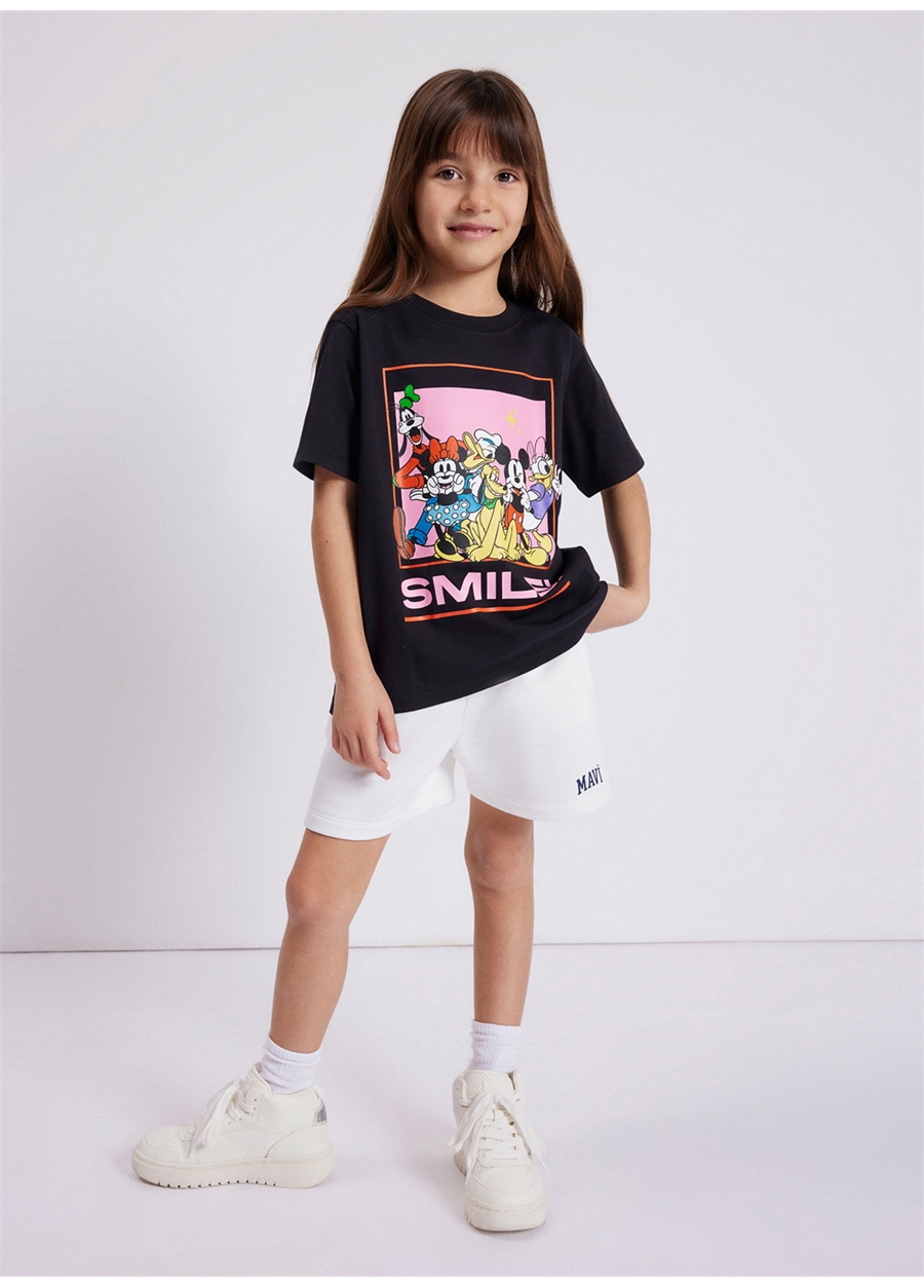 Mavi Baskılı Siyah Kız Çocuk T-Shirt MICKEY MOUSE BASKILI TİŞÖRT Black_0