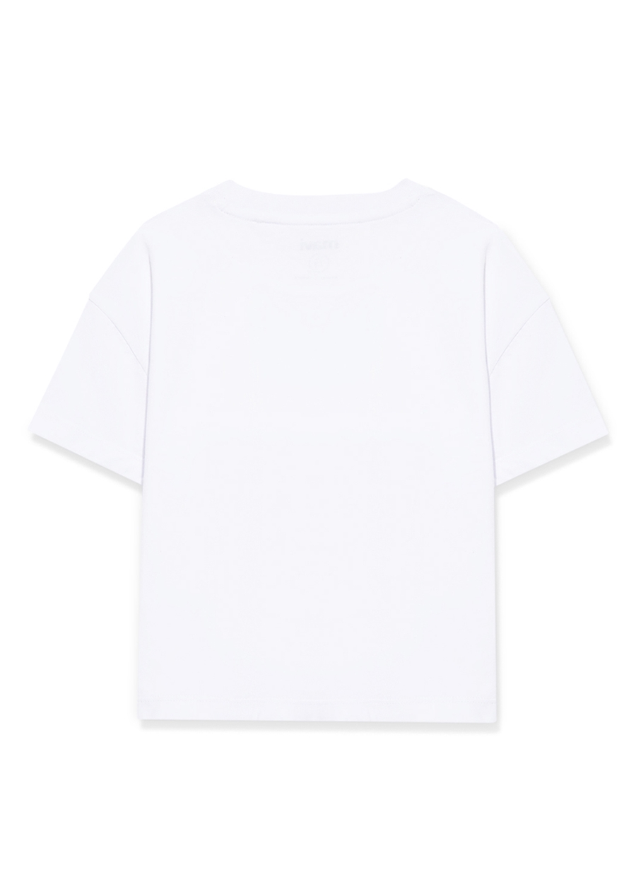 Mavi Baskılı Beyaz Kız Çocuk T-Shirt MIAV BASKILI CROP TİŞÖRT White_1