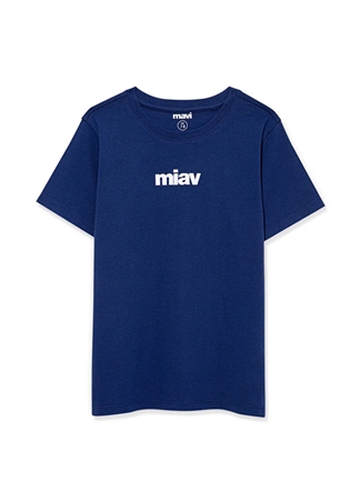 Mavi Baskılı Koyu Saks Erkek T-Shirt MİAV BASKILI TİŞÖRT Blue_2