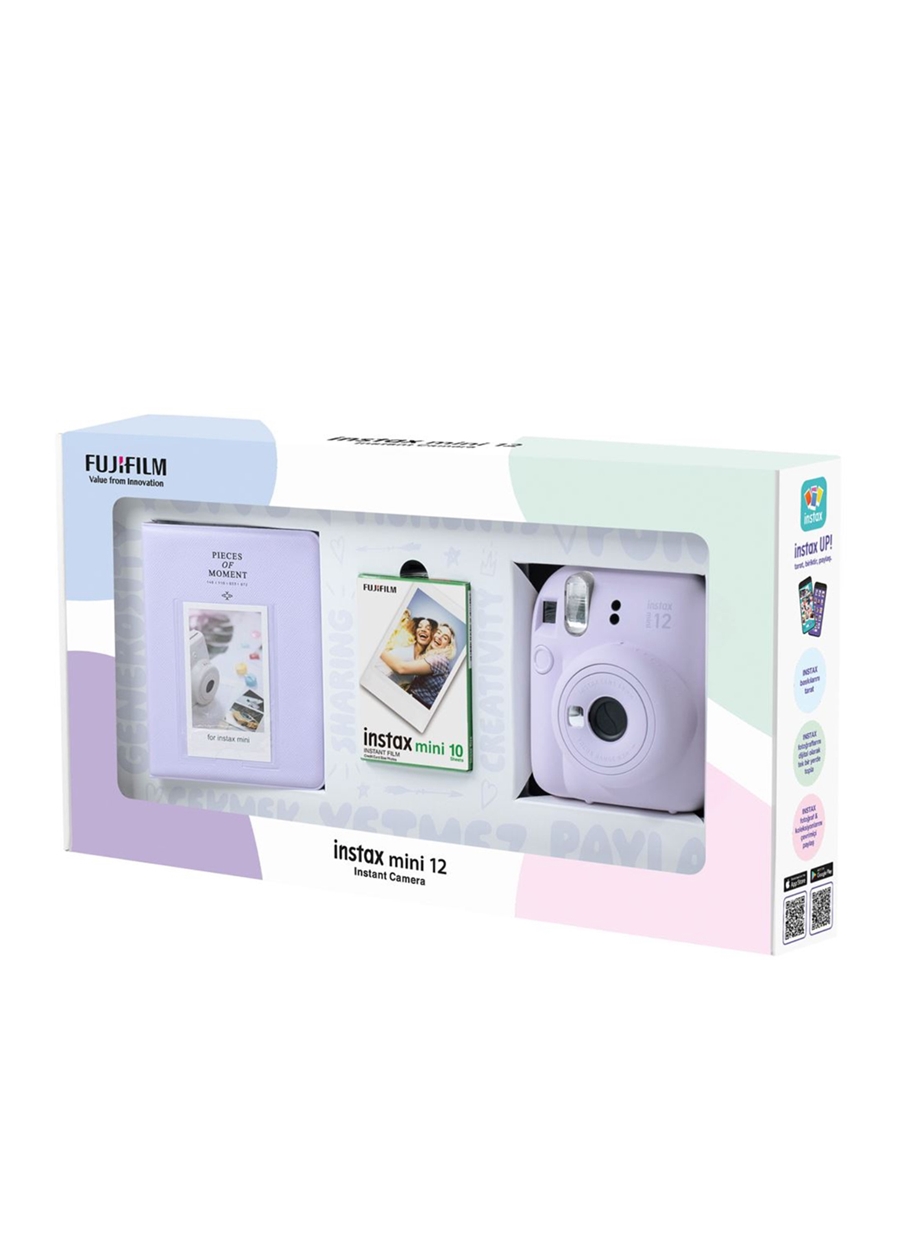 Instax Mini 12 Lila Fotoğraf Makinesi 10'Lu Film Ve PVC Albüm Bundle Box_2