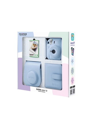 Instax Mini 12 Mavi Fotoğraf Makinesi 10'Lu Film Kare Albüm Ve Deri Kılıf Bundle Box_2