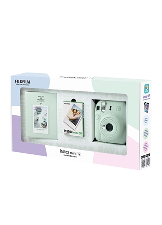 Instax Mini 12 Yeşil Fotoğraf Makinesi 10'Lu Film Ve PVC Albüm Bundle Box_1