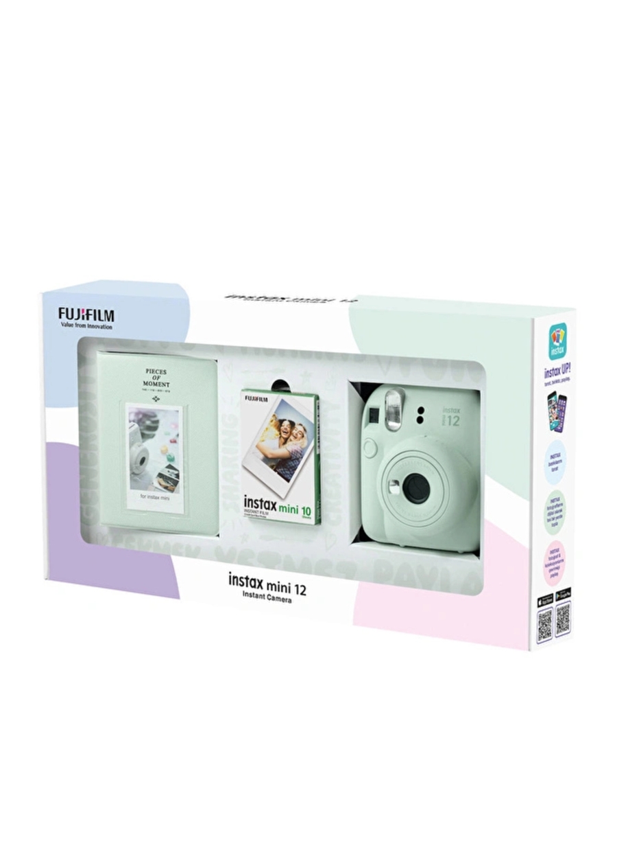 Instax Mini 12 Yeşil Fotoğraf Makinesi 10'Lu Film Ve PVC Albüm Bundle Box_1