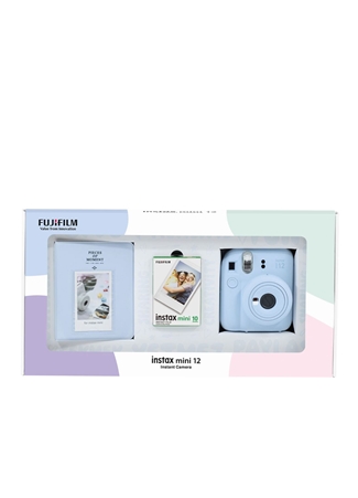 Instax Mini 12 Mavi Fotoğraf Makinesi 10'Lu Film Ve PVC Albüm Bundle Box